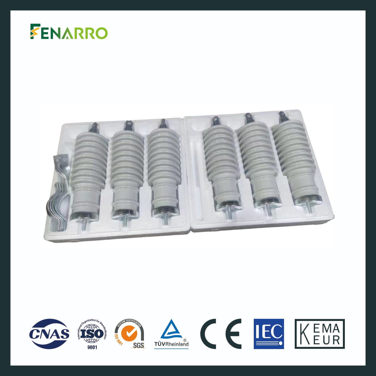 Fenarro 10kv Ceramic Zinc Oxide Lightning Arrester Surge Protector for Power Station