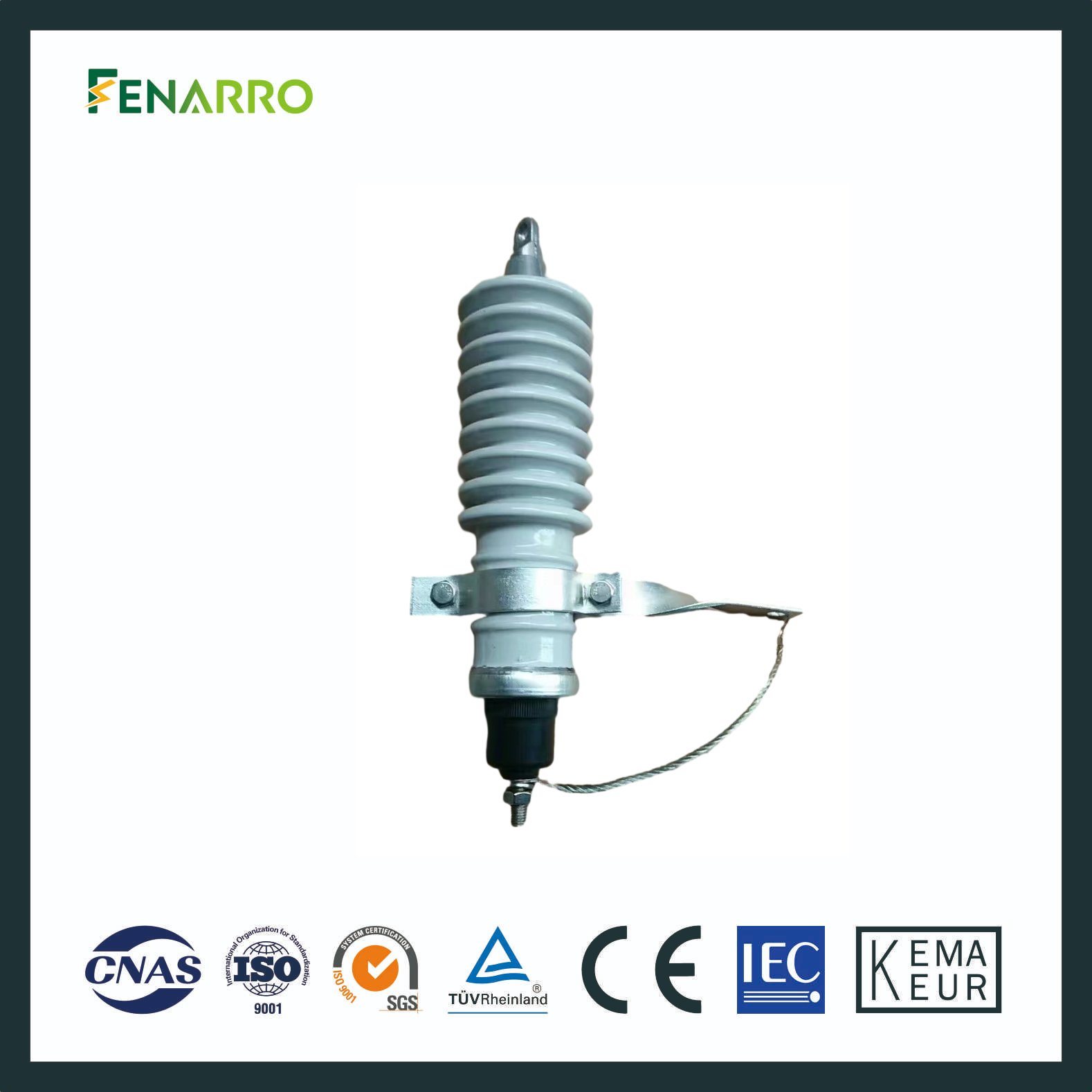 Fenarro 10kv Ceramic Zinc Oxide Lightning Arrester Surge Protector for Power Station