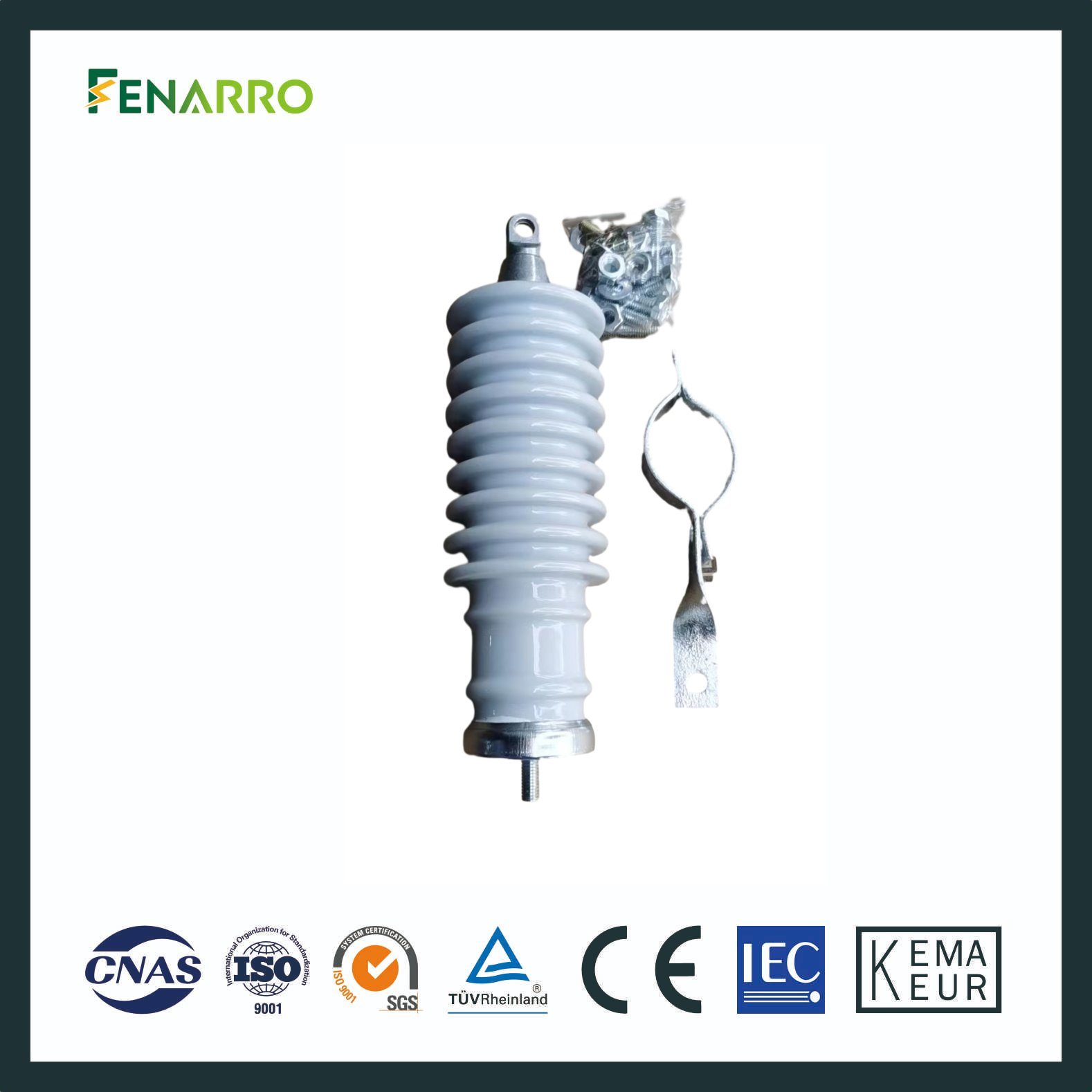 Fenarro 10kv Ceramic Zinc Oxide Lightning Arrester Surge Protector for Power Station
