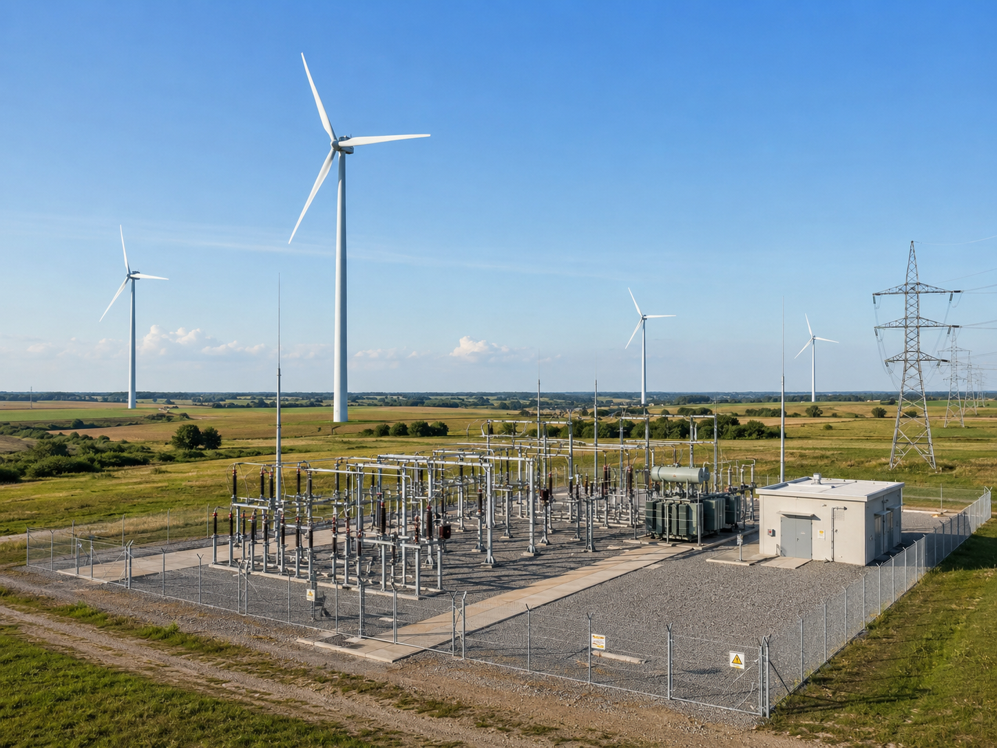 Wind farm collection and boosting substation system