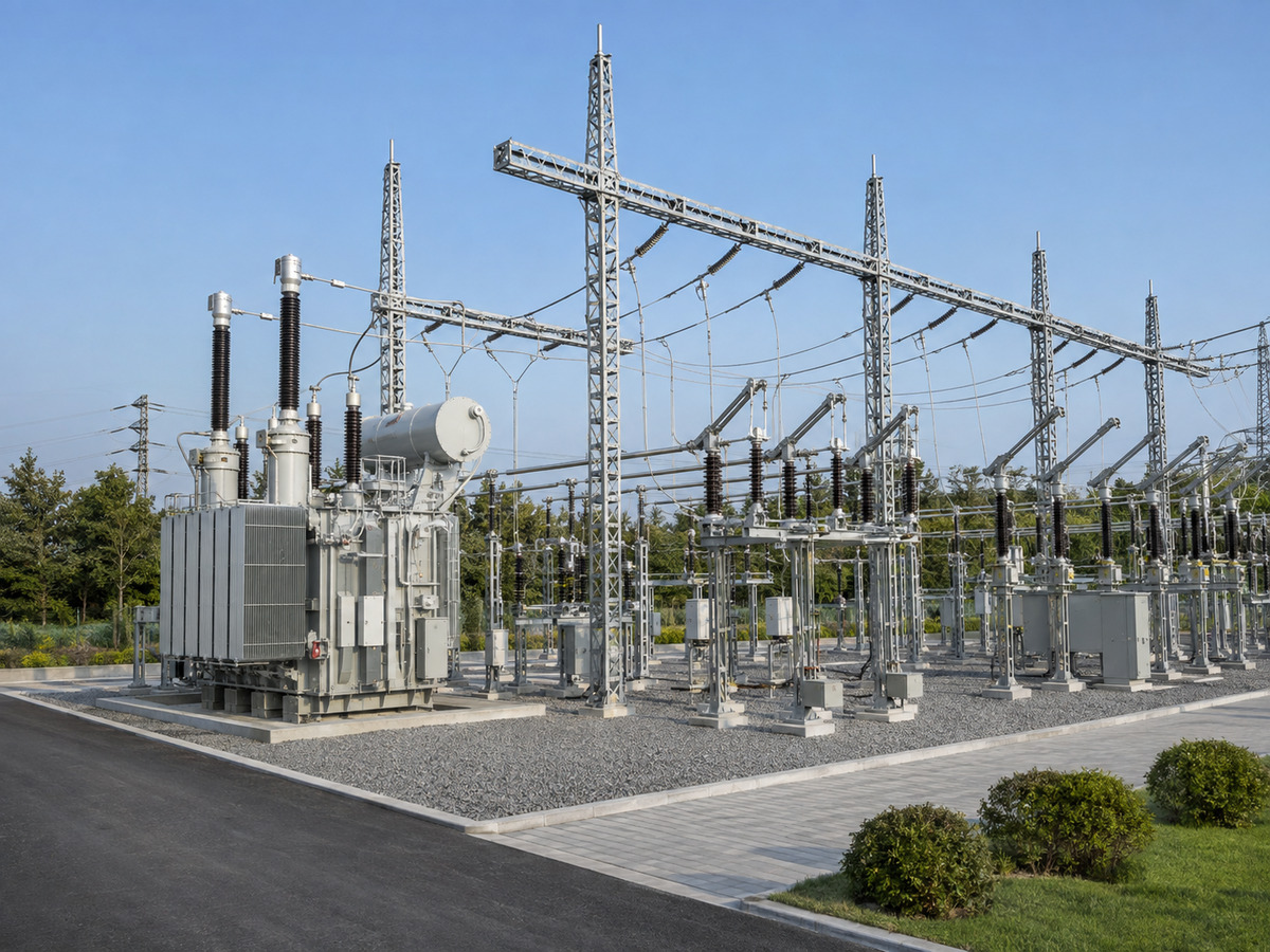 Outdoor high voltage equipment installed in an electrical substation